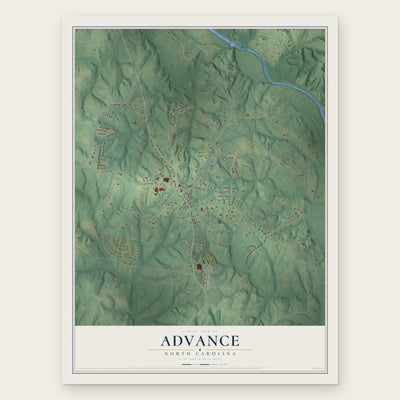Advance, North Carolina map print, the full design