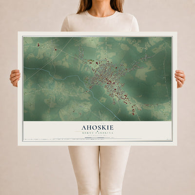 Map of Ahoskie, North Carolina, 24 x 36 inch unframed archival matte print
