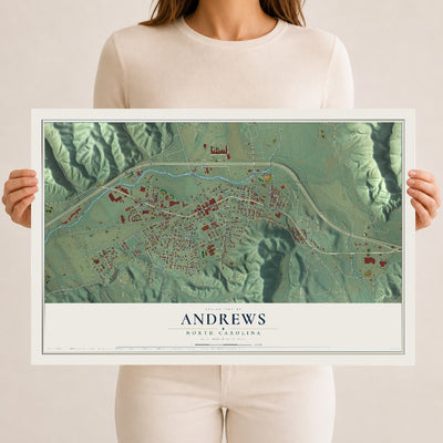 Map of Andrews, North Carolina, 12 x 18 inch unframed archival matte print