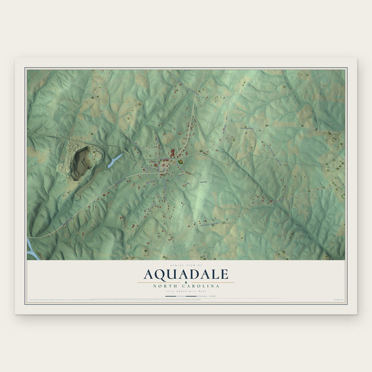 Aquadale, North Carolina map print, the full design