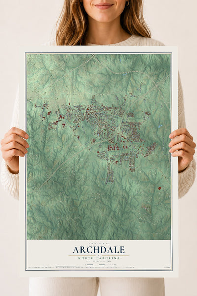 Map of Archdale, North Carolina, 18 x 24 inch unframed archival matte print