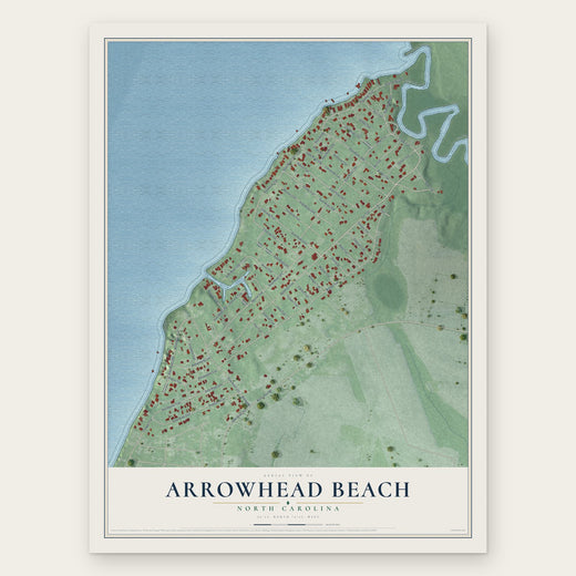 Arrowhead Beach, North Carolina map print, the full design