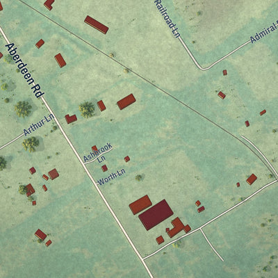 Close-up of the map of Ashley Heights, North Carolina print showing street and building detail