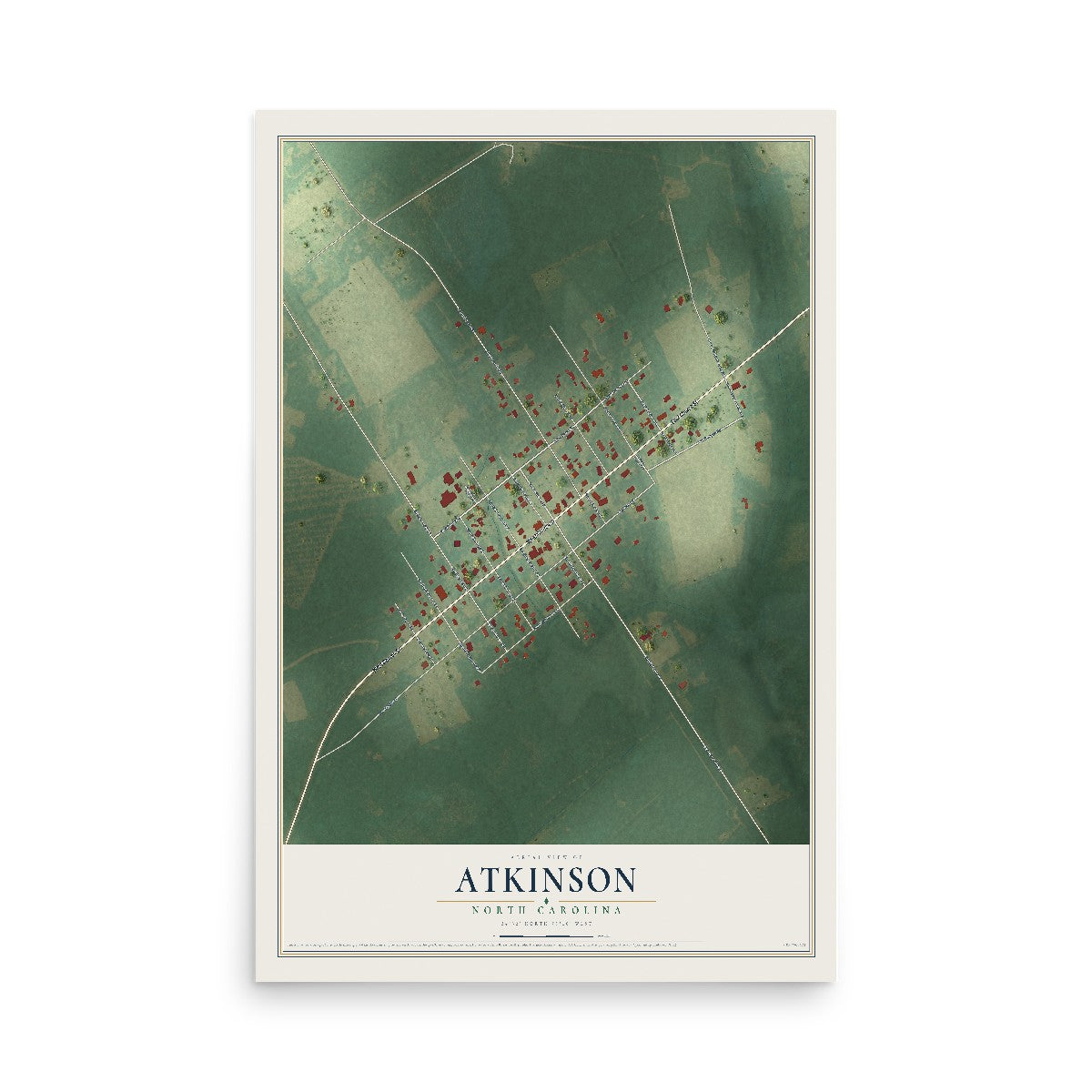 Map of Atkinson, North Carolina, 12 x 18 inch unframed archival matte print