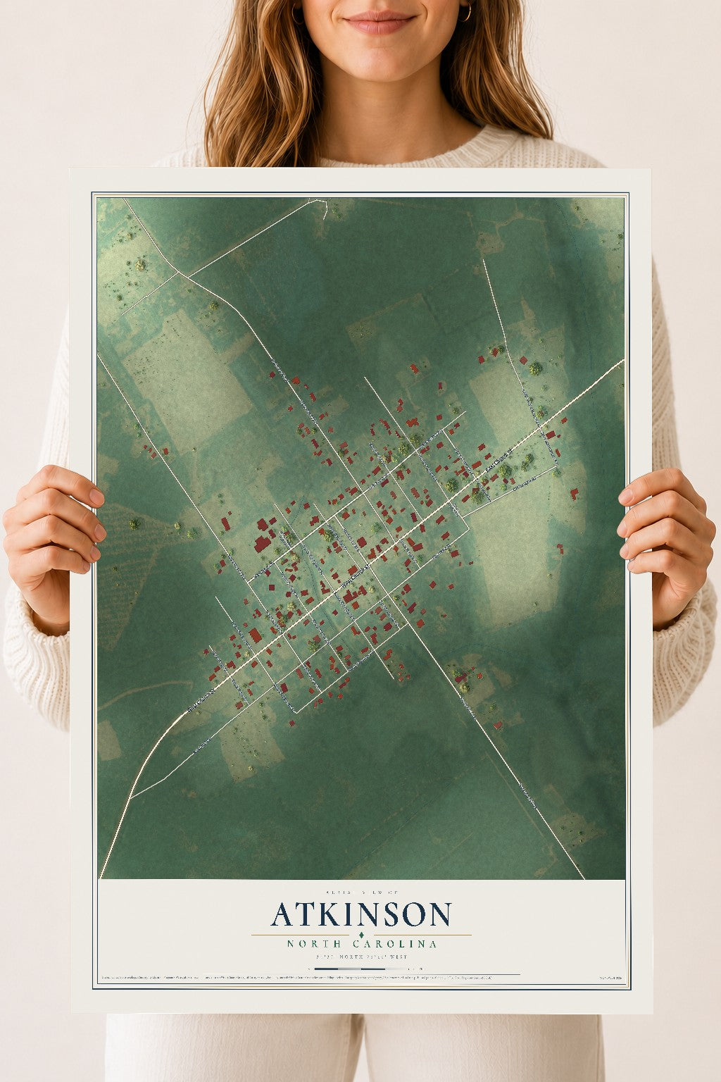 Map of Atkinson, North Carolina, 18 x 24 inch unframed archival matte print