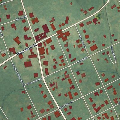 Close-up of the map of Aulander, North Carolina print showing street and building detail