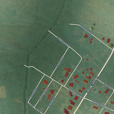 Second close-up of the map of Aulander, North Carolina print showing more streets and buildings
