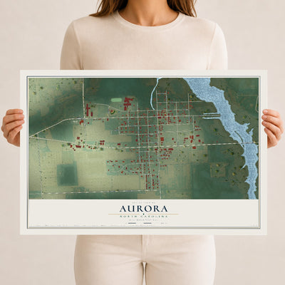 Map of Aurora, North Carolina, 12 x 18 inch unframed archival matte print