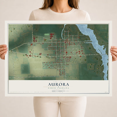 Map of Aurora, North Carolina, 18 x 24 inch unframed archival matte print