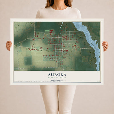 Map of Aurora, North Carolina, 24 x 36 inch unframed archival matte print