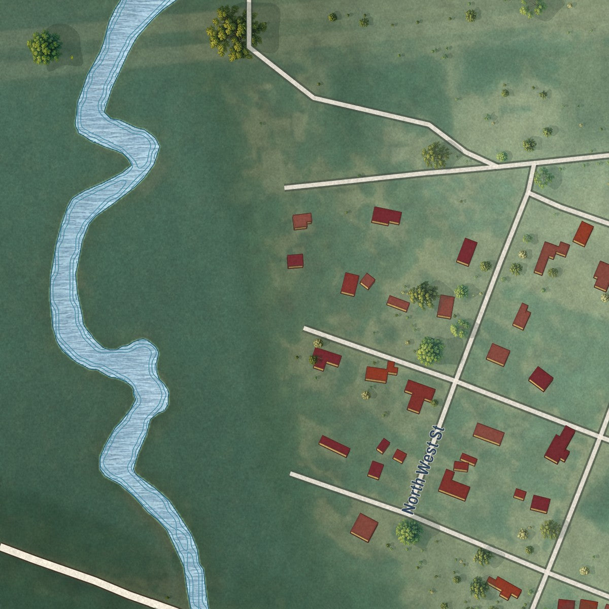 Second close-up of the map of Autryville, North Carolina print showing more streets and buildings
