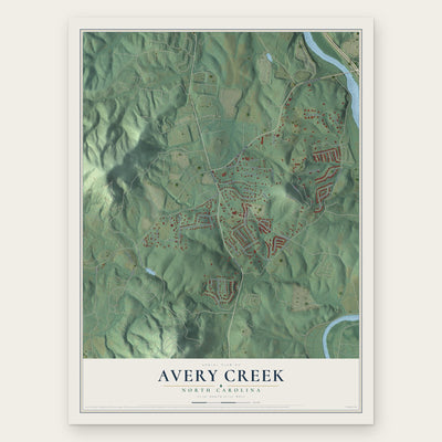 Avery Creek, North Carolina map print, the full design