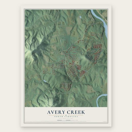 Avery Creek, North Carolina map print, the full design