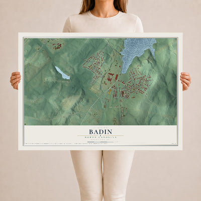 Map of Badin, North Carolina, 24 x 36 inch unframed archival matte print