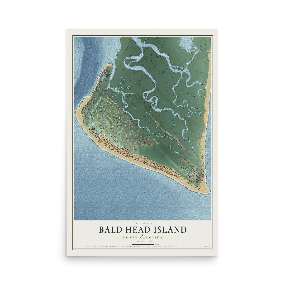 Map of Bald Head Island, North Carolina, 12 x 18 inch unframed archival matte print