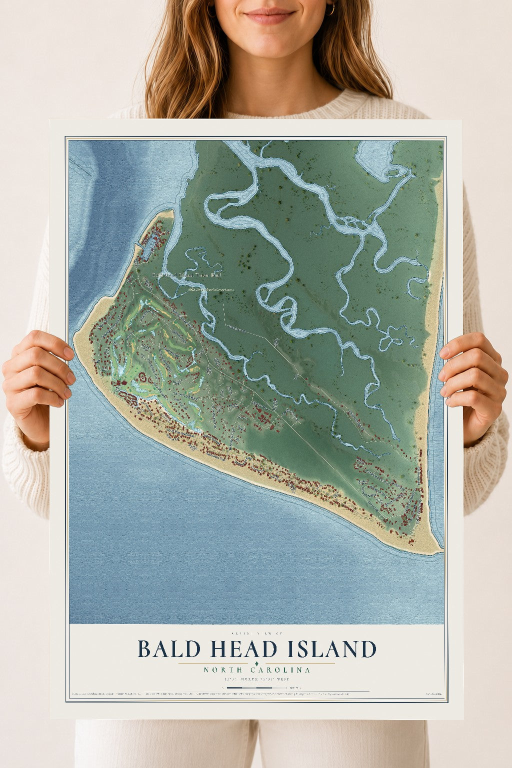 Map of Bald Head Island, North Carolina, 18 x 24 inch unframed archival matte print