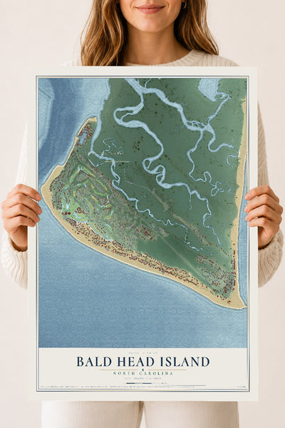 Map of Bald Head Island, North Carolina, 18 x 24 inch unframed archival matte print