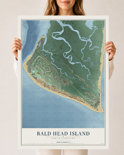 Map of Bald Head Island, North Carolina, 24 x 36 inch unframed archival matte print