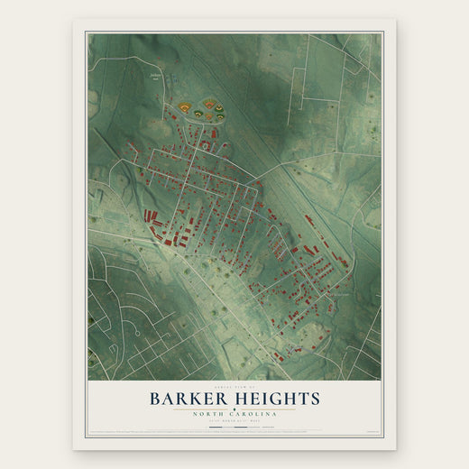 Barker Heights, North Carolina map print, the full design