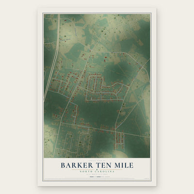 Barker Ten Mile, North Carolina map print, the full design