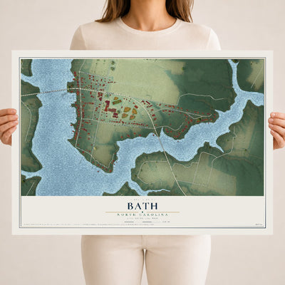 Map of Bath, North Carolina, 18 x 24 inch unframed archival matte print