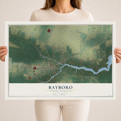 Map of Bayboro, North Carolina, 18 x 24 inch unframed archival matte print