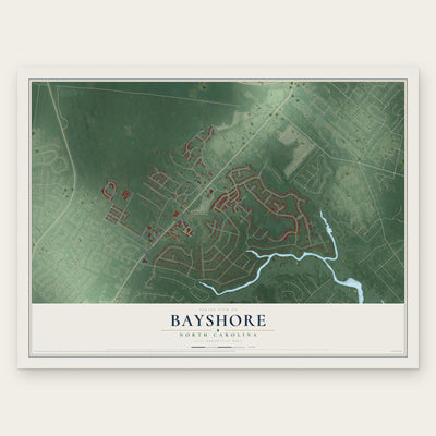 Bayshore, North Carolina map print, the full design