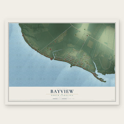 Bayview, North Carolina map print, the full design