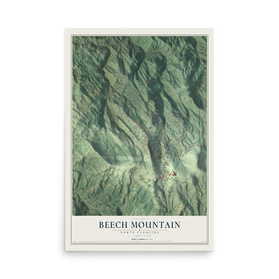Map of Beech Mountain, North Carolina, 12 x 18 inch unframed archival matte print