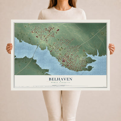 Map of Belhaven, North Carolina, 24 x 36 inch unframed archival matte print