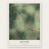 Belvoir, North Carolina map print, the full design