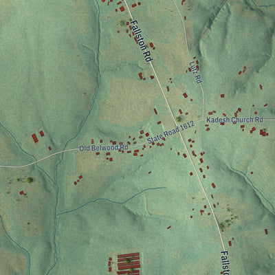 Second close-up of the map of Belwood, North Carolina print showing more streets and buildings