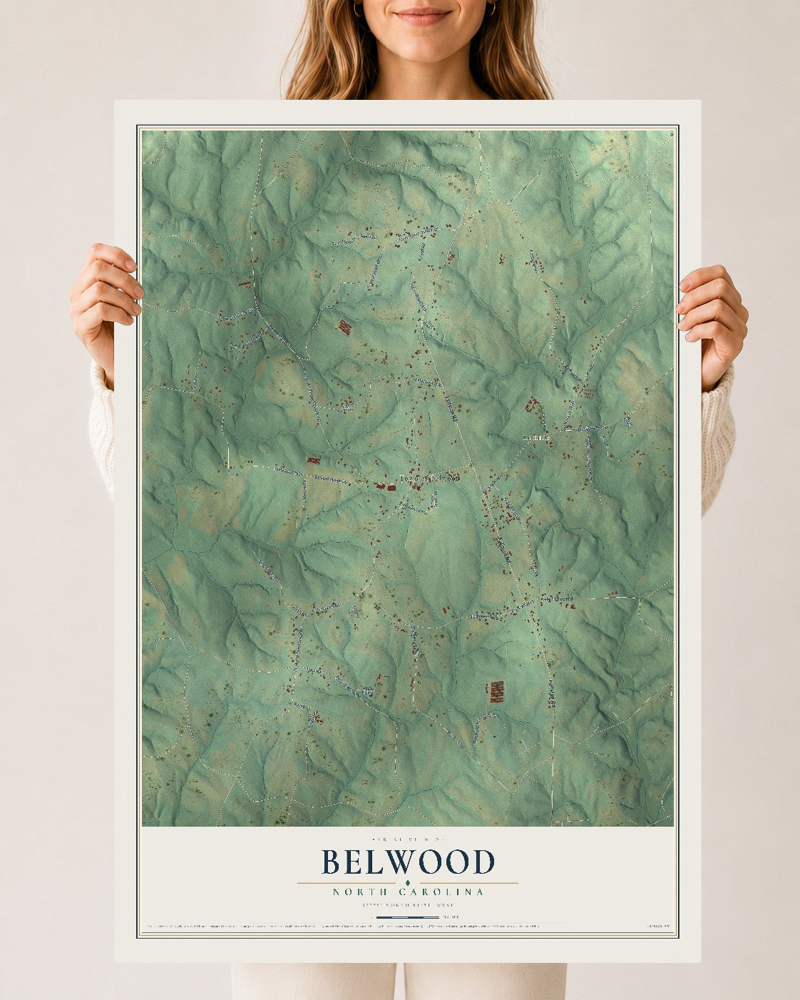 Map of Belwood, North Carolina, 24 x 36 inch unframed archival matte print