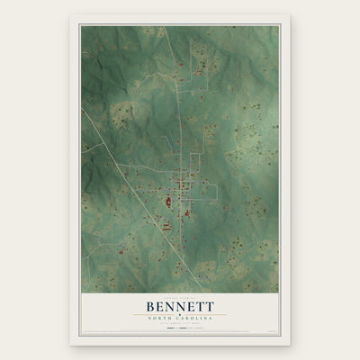 Bennett, North Carolina map print, the full design