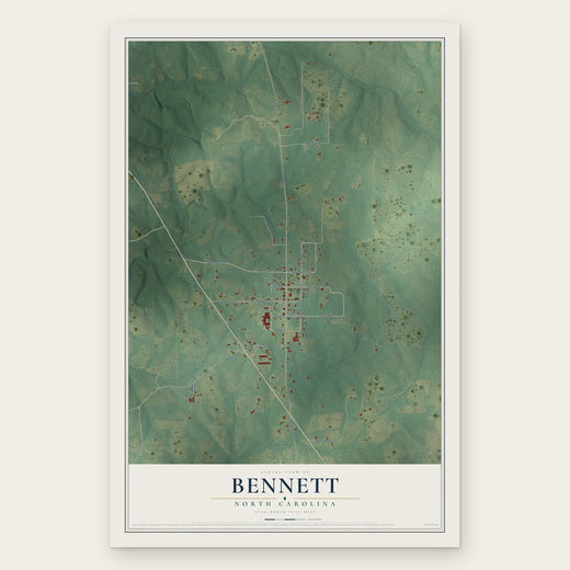 Bennett, North Carolina map print, the full design