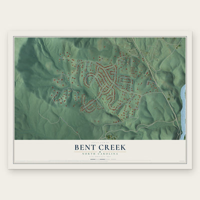 Bent Creek, North Carolina map print, the full design