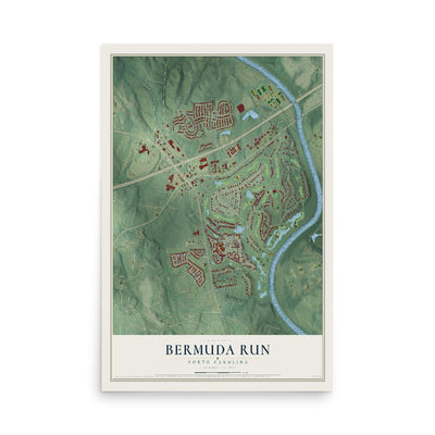 Map of Bermuda Run, North Carolina, 12 x 18 inch unframed archival matte print
