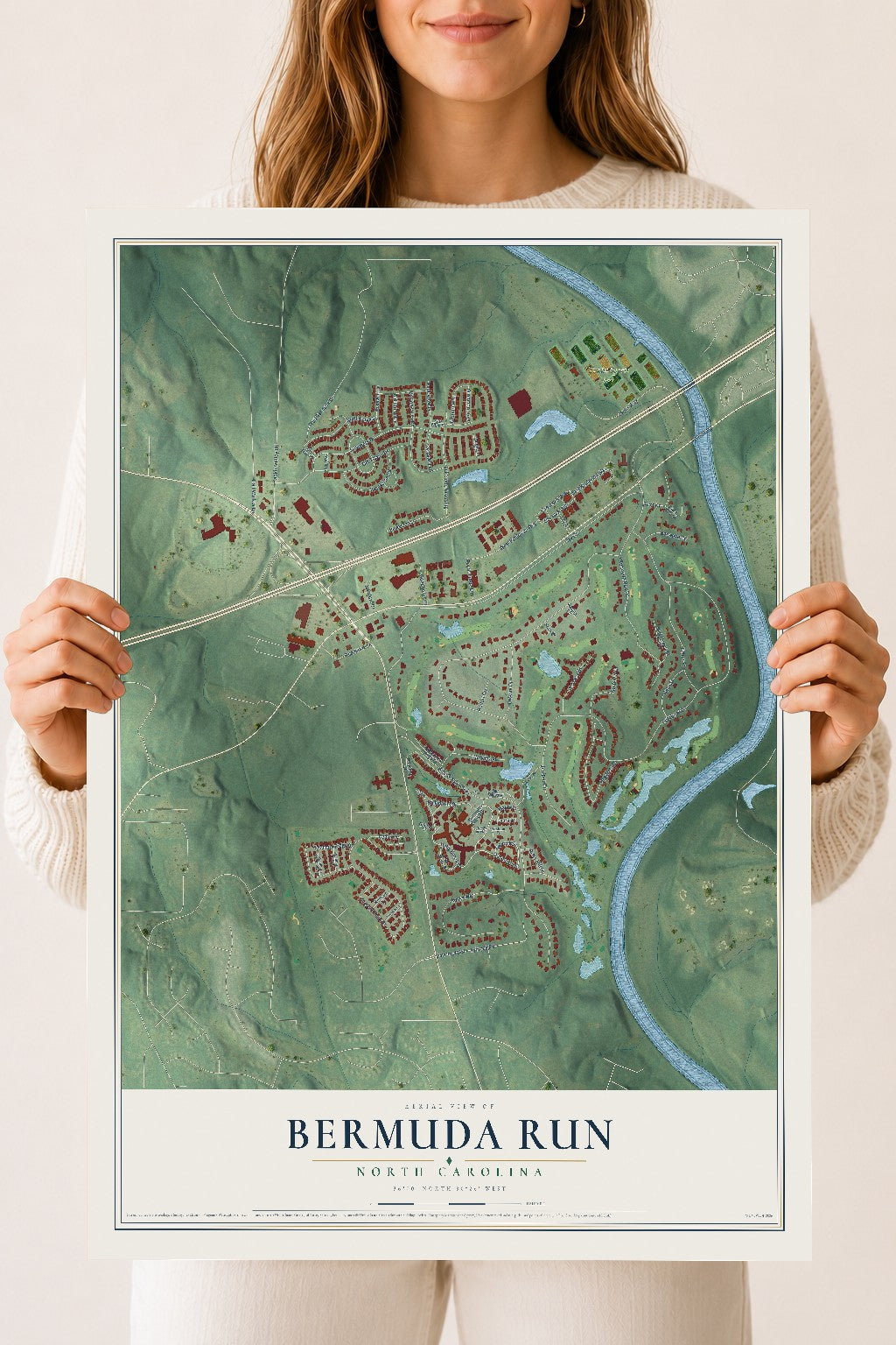 Map of Bermuda Run, North Carolina, 18 x 24 inch unframed archival matte print