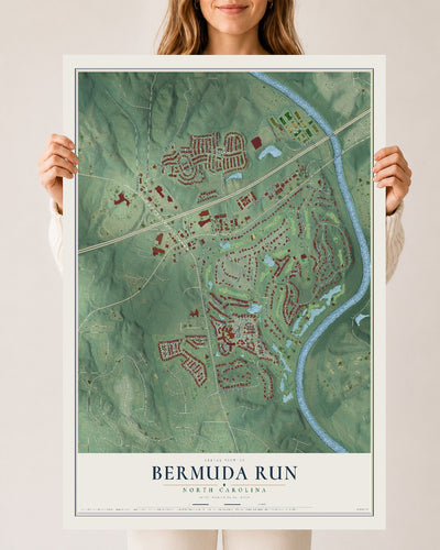 Map of Bermuda Run, North Carolina, 24 x 36 inch unframed archival matte print