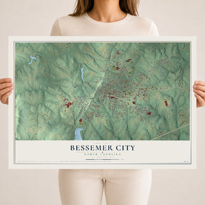 Map of Bessemer City, North Carolina, 18 x 24 inch unframed archival matte print