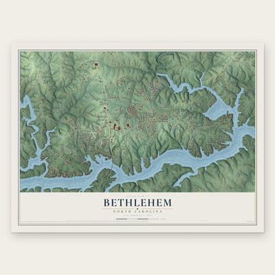 Bethlehem, North Carolina map print, the full design
