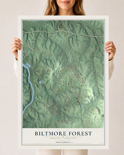 Map of Biltmore Forest, North Carolina, 24 x 36 inch unframed archival matte print