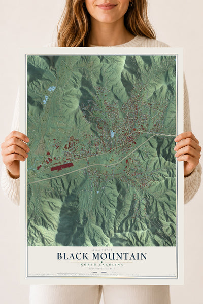 Map of Black Mountain, North Carolina, 18 x 24 inch unframed archival matte print