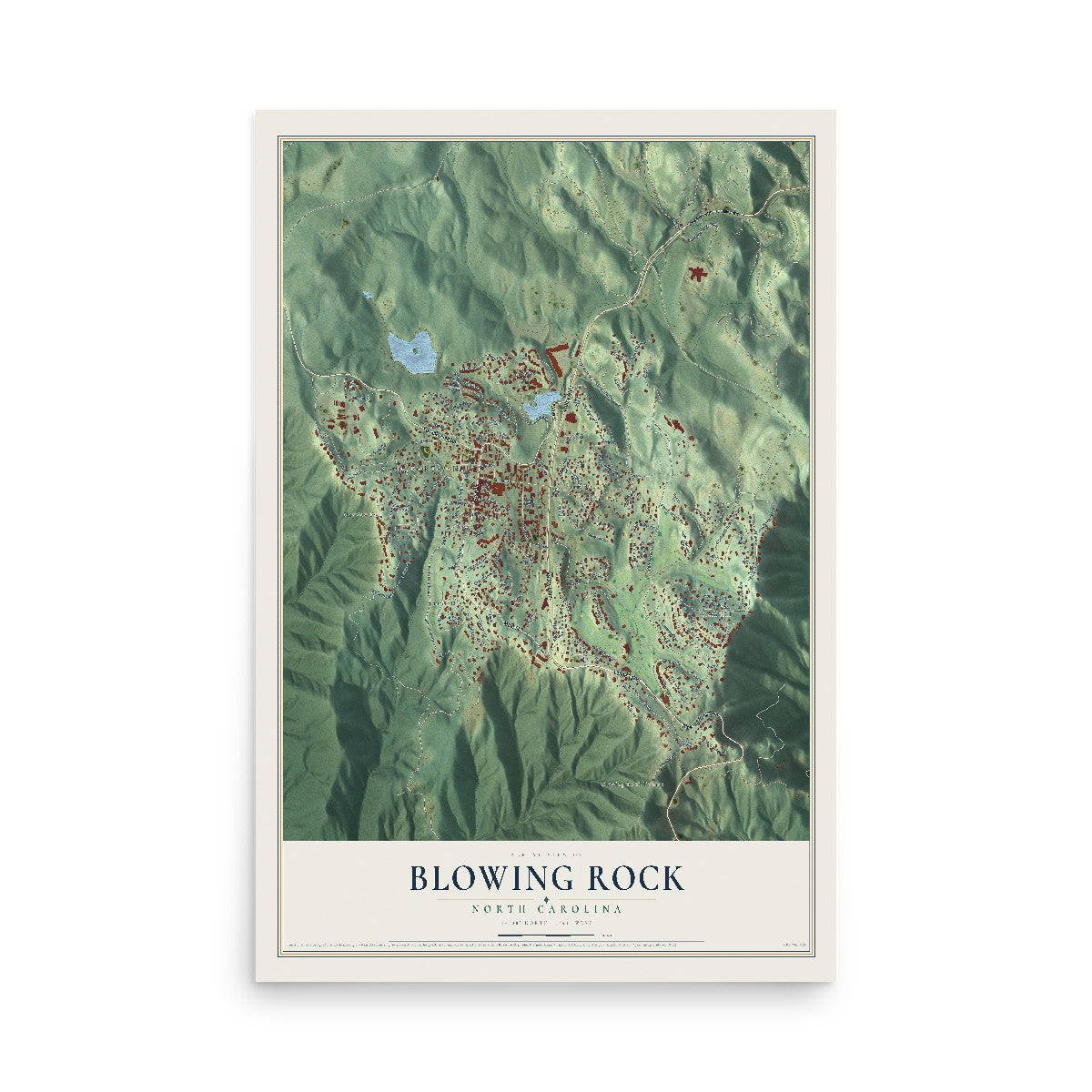 Map of Blowing Rock, North Carolina, 12 x 18 inch unframed archival matte print