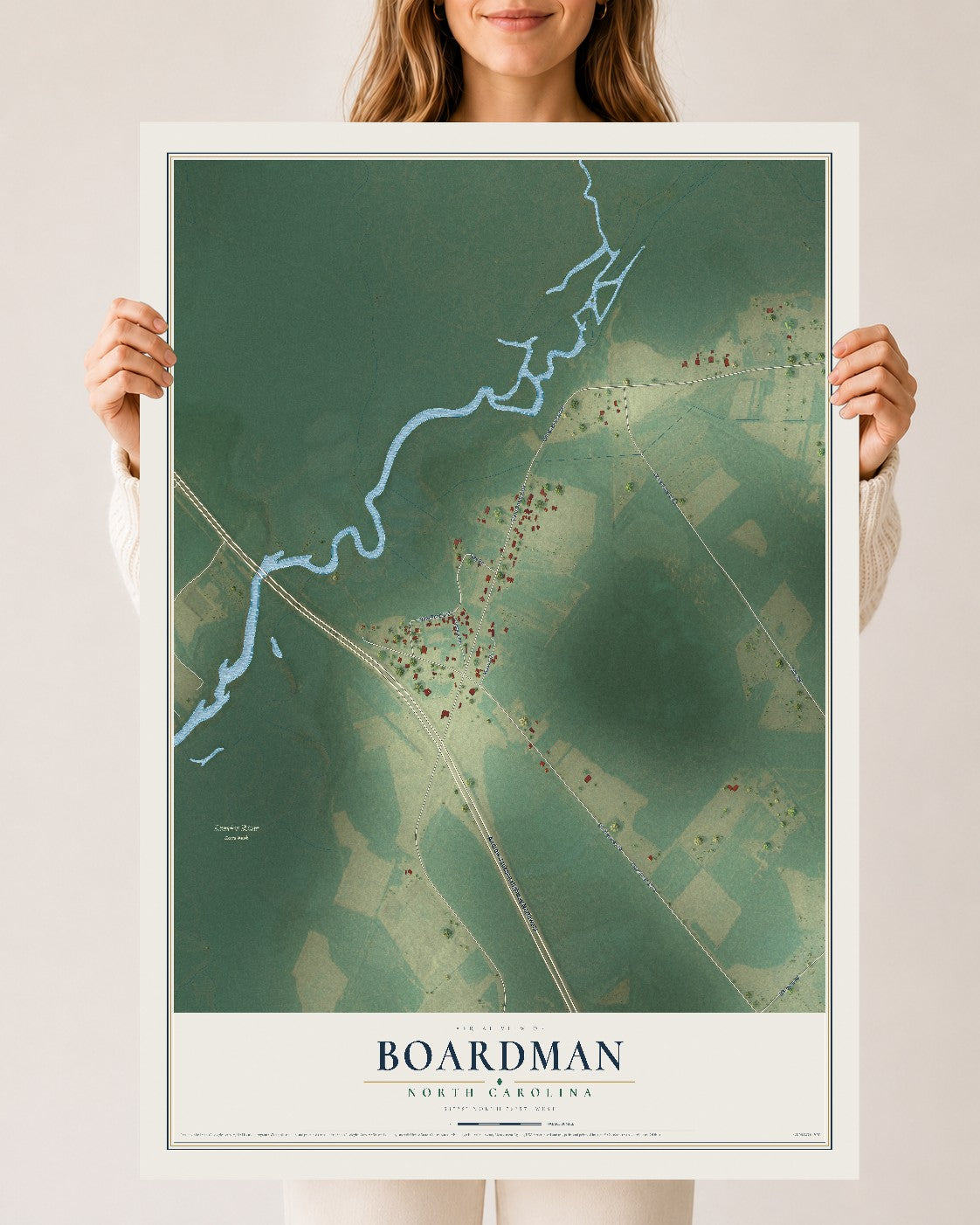 Map of Boardman, North Carolina, 24 x 36 inch unframed archival matte print