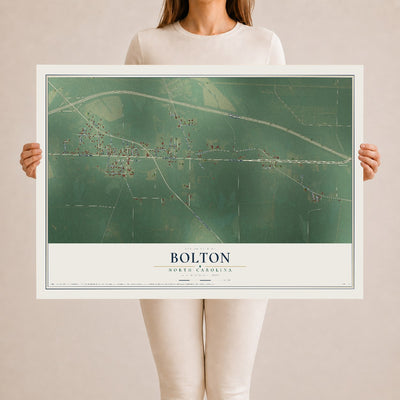 Map of Bolton, North Carolina, 24 x 36 inch unframed archival matte print