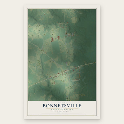 Bonnetsville, North Carolina map print, the full design