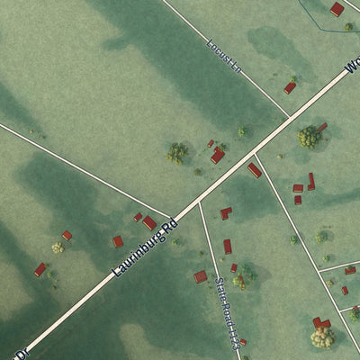 Close-up of the map of Bowmore, North Carolina print showing street and building detail