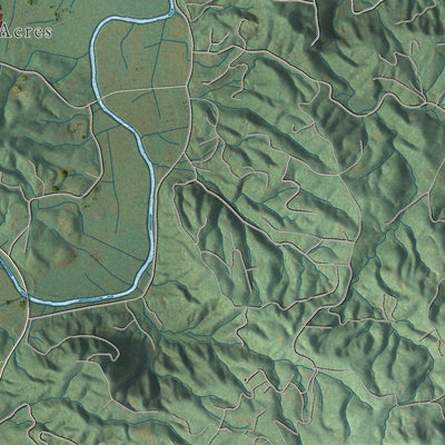 Second close-up of the map of Brevard, North Carolina print showing more streets and buildings