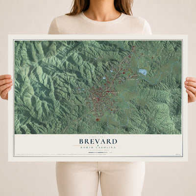 Map of Brevard, North Carolina, 18 x 24 inch unframed archival matte print